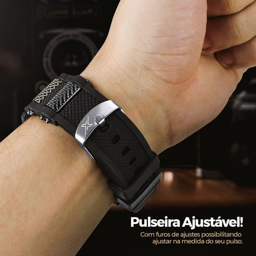 Pulseira Relogio Masculino Banhado Aço Dourado Inoxidável - imagem 4