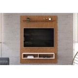 Painel Home P-tv Até 55 Polegadas Aston Ripado C- Prateleira E Nichos 134x168cm Freijó-off White Dj Móveis