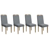 Cadeira Sala De Jantar 2cad153ea Kit 4 Un Eucalipto Assento/encosto Linho Cinza A018 - Kappesberg