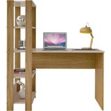 Escrivaninha Mesa Office Com Estante 3 Prateleiras Match Off White/carvalho