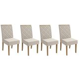 Cadeira Sala De Jantar 2cad149fr Kit 4 Un Freijó - Assento/encosto Linho Caqui A040 - Kappesberg