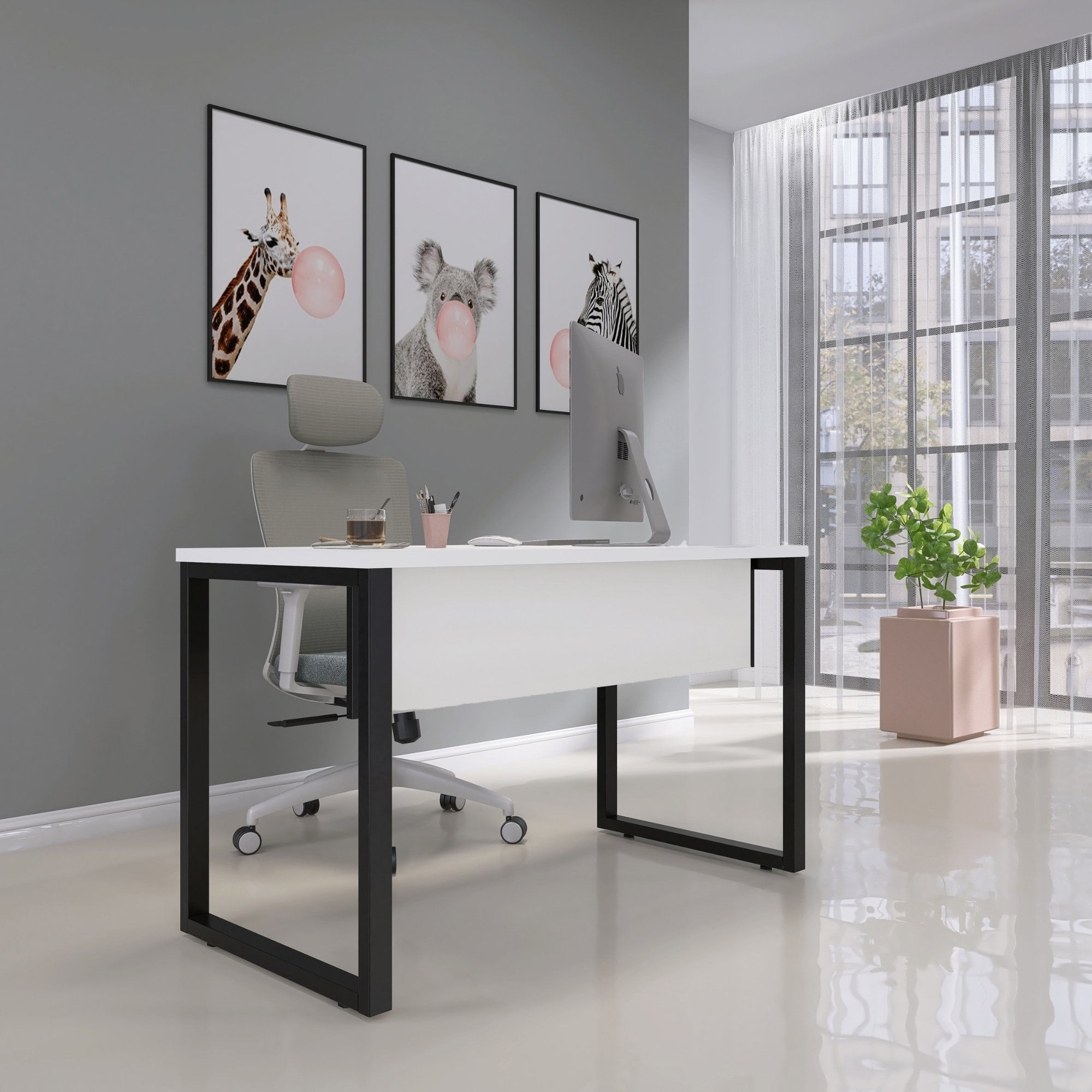 Mesa Madeira 150 X 70cm M150/70p25tub Branco/preto