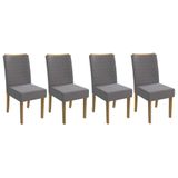 Cadeira Sala De Jantar 2cad129fr Kit 4 Un Freijo/veludo Titanio A050 - Kappesberg