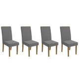 Cadeira Sala De Jantar 2cad142fr Kit 4 Un Freijo/linho Cinza A056 - Kappesberg