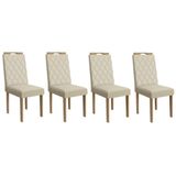 Cadeira Sala De Jantar 2cad153ea Kit 4 Un Eucalipto/linho Bege A019 - Kappesberg