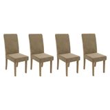 Cadeira Sala De Jantar 2cad142ng Kit 4 Un Nogueira/veludo Bege A036 - Kappesberg