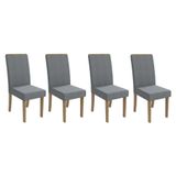 Cadeira Sala De Jantar 2cad142ng Kit 4 Un Nogueira-linho Cinza A056 - Kappesberg