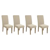 Cadeira Sala De Jantar 2cad142ng Kit 4 Un Nogueira/linho Bege A019 - Kappesberg
