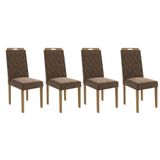 Cadeira Sala De Jantar 2cad152ea Kit 4 Un Eucalipto/veludo Marrom A033 - Kappesberg