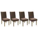 Cadeira Sala De Jantar 2cad129fr Kit 4 Un Freijo/veludo Marrom A033 - Kappesberg