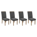Cadeira Sala De Jantar 2cad142ng Kit 4 Un Nogueira/veludo Cinza Titanio A050 - Kappesberg