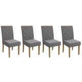 Cadeira Sala De Jantar 2cad149fr Kit 4 Un Freijo-veludo Titanio A050 - Kappesberg