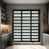 Porta De Correr Com Travessas 3 Folhas Moveis Sequenciais 210 X 240 Elite Com Fechadura Tetra Vidro Preto