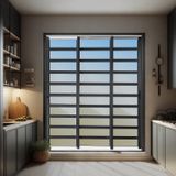 Porta De Correr Com Travessas 3 Folhas Moveis Sequenciais 210 X 240 Elite Com Fechadura Tetra Vidro Mix Preto
