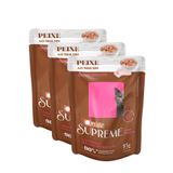 Kit 3 Ração Úmida Para Gato Quatree Supreme Super Premium Peixe Ao Molho 85g