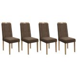 Cadeira Sala De Jantar 2cad150ea Kit 4 Un Eucalipto-veludo Marrom A033 - Kappesberg