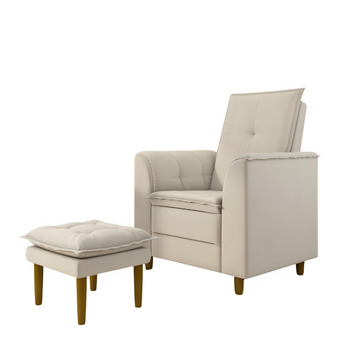 Kit Poltrona E Puff Amamentação Confortável Ternura Suede