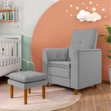 Poltrona Decorativa Amamentação Reforçada Puff Mavie Veludo
