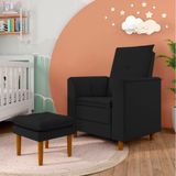 Poltrona Decorativa Amamentação Reforçada E Puff Mavie Suede
