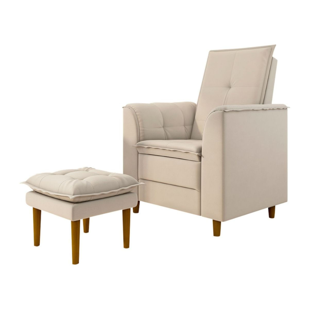 Kit Poltrona E Puff Amamentação Confortável Ternura Veludo