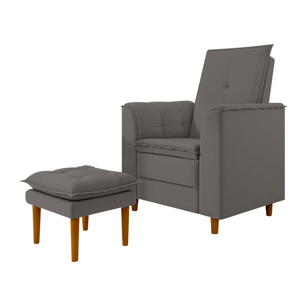 Kit Poltrona E Puff Amamentação Confortável Ternura Suede