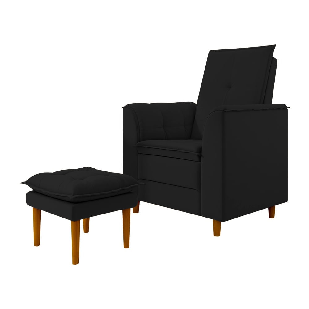 Kit Poltrona E Puff Amamentação Confortável Ternura Veludo