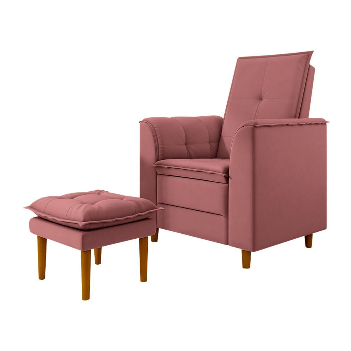 Kit Poltrona E Puff Amamentação Confortável Ternura Veludo