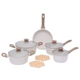 Conjunto Jogo De Panelas Antiaderente Indução 5 Peças Com 2 Descansos De Panela Eco Kitchen