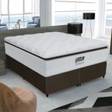 Cama Box King Colchão Molas Pocket Ensacadas Tower 193x203x72cm Branco/Marrom