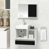 Conjunto Gabinete Venus 60cm Branco Preto