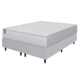 Cama Box Colchão Casal King Molas Ensacadas Real 193x203x65cm Linho Branco Inducol - Suporta Até 130kg Por Pessoa