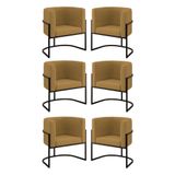 Kit 06 Poltronas Lua Sala Decorativa Base De Ferro Black Capuccino