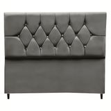 Cabeceira Cama Box Solteiro 90 Cm Geovana Suede Cinza