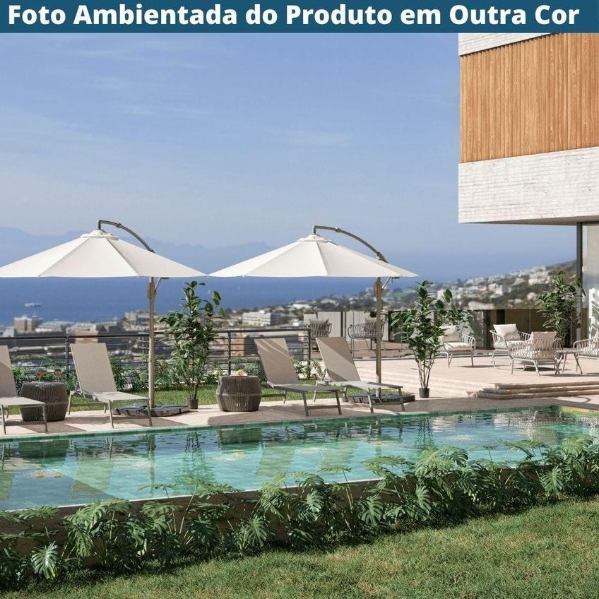 Ombrelone Lateral Tahiti Bahamas Fratini 300 Cm (largura) Sem Base Em Alumínio Fendi Capa Poliéster - imagem 3