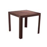 Mesa De Jantar Quadrada Ibiza 80 Cm (largura) Em Polipropileno Marrom Com Tramas Simulando Rattan