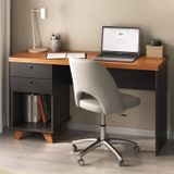 Escrivaninha Retrô Com 2 Gavetas Sky Para Home Office Freijó/preto