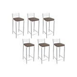 Banqueta Sala De Jantar Gênova B705 Kit 6 Un Cromado/marrom 21 - Kappesberg