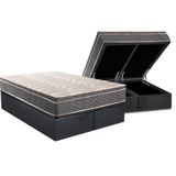Cama Box Baú Queen: Colchão Anatômico Paropas D45 Conforto Mega Firme + Base Crc Suede Gray (158x198)