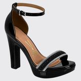 Sandália Feminina Meia Pata Salto Reto Alto Tiras Brilho Vizzano 6292.265.28206 - Preto/preto/cristal - 34