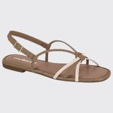 Sandália Feminina Rasteira Tiras Brilhantes Dourada Moleca 5435.515.11201 - Nude/creme - 35