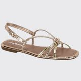 Sandália Feminina Rasteira Tiras Brilhantes Dourada Moleca 5435.515.14710 - Ouro Rosado/dourado - 35