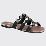 Tamanco Feminino Rasteira Slide Cromado Moleca 5435.549.12638 - Preto/prata - 37