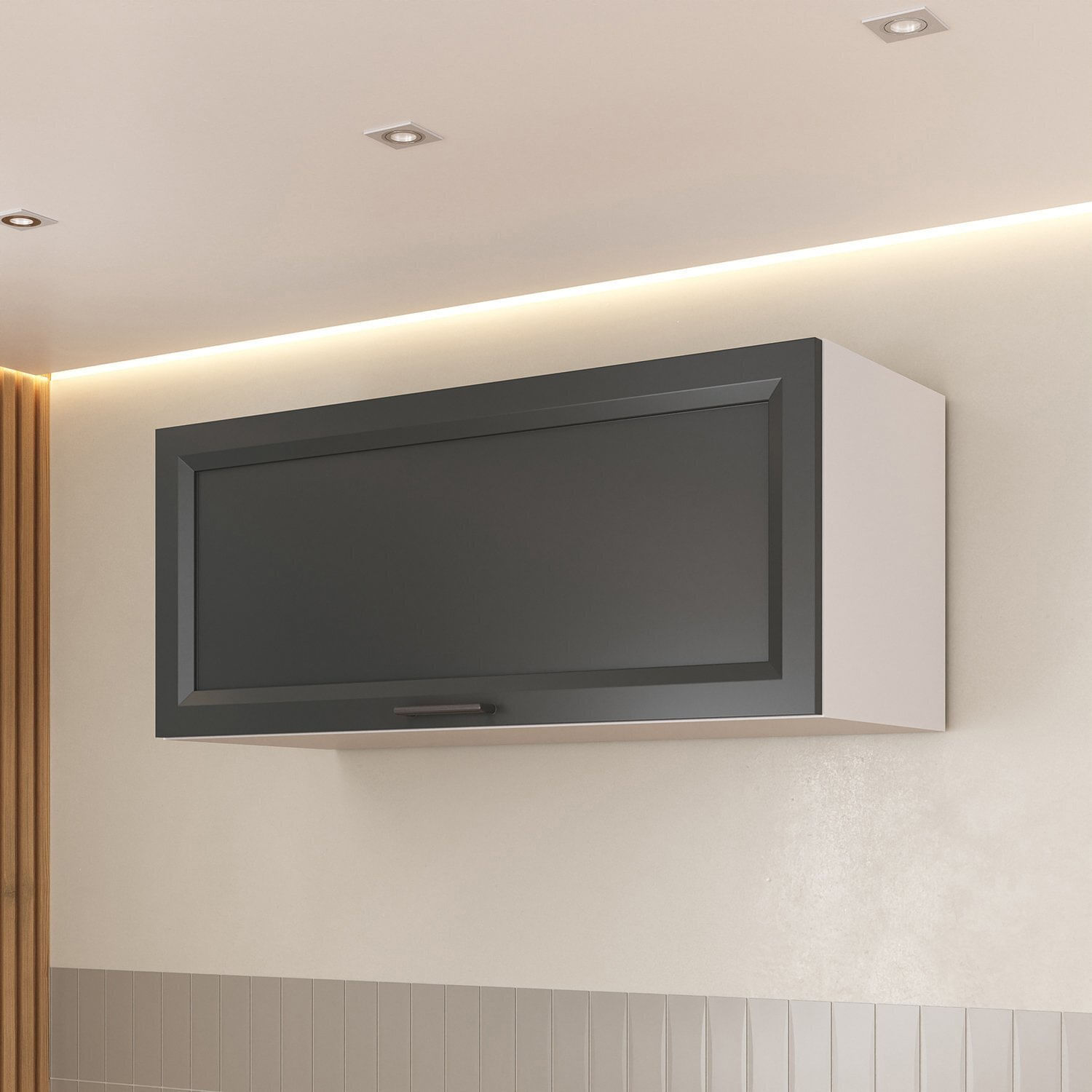 Armario Aéreo Porta Basculante 80cm Soho Cabecasa Madeiramadeira Branco/grafite