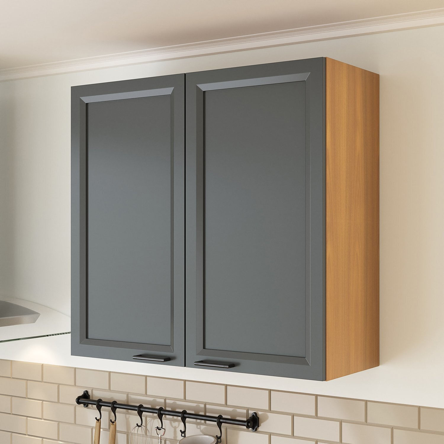 Armário Aéreo Duplo 80cm Soho Cabecasa Madeiramadeira Freijó/grafite