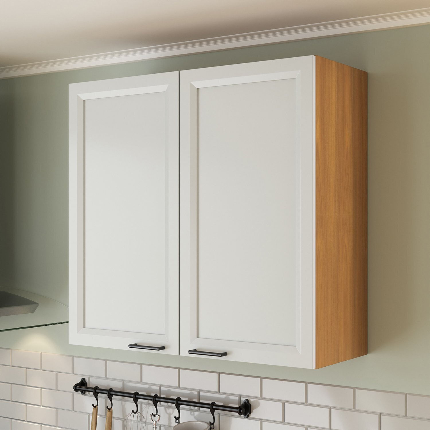 Armário Aéreo Duplo 80cm Soho Cabecasa Madeiramadeira Freijó/branco