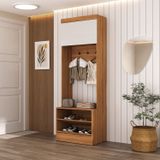 Sapateira Viena 1 Porta 2 Prateleiras Com Cabideiro Espresso Móveis Nogal/branco