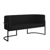 Sofá Namoradeira Corino 2 Lugares Moderna Base Metal Preta Preto