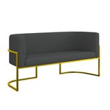 Sofá Namoradeira Corino 2 Lugares Moderna Base Metal Gold Cinza