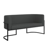 Sofá Namoradeira Corino 2 Lugares Moderna Base Metal Preta Cinza