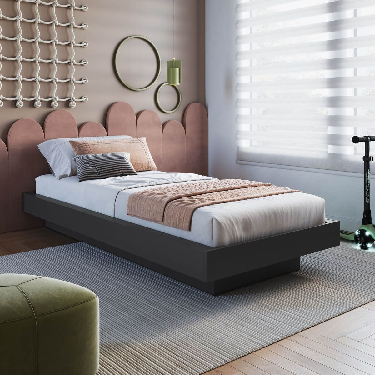 Cama De Solteiro Suspensa 80/90 Zurique Grafite